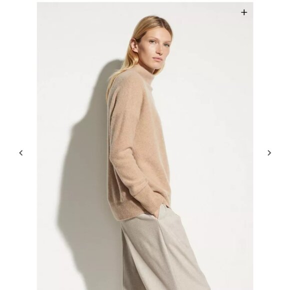 New Vince Boiled Cashmere Funnel Neck Pullover in Carmel - Picture 3 of 7